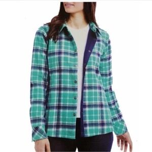 Orvis Barn Jacket Shacket Women Snap Button XL Green Plaid‎ EUC